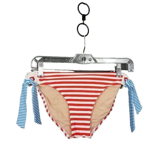 Downeast Medium Sailor Bikini Bottoms Red White Blue Stripes M High Rise - Picture 1 of 6